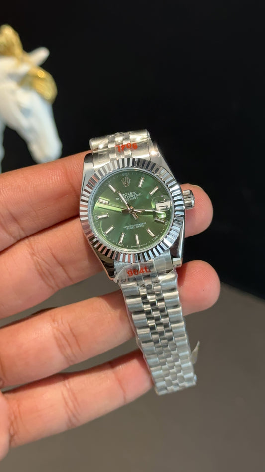 Datejust 27mm | Silver Jubilee Chain | Green  Dial