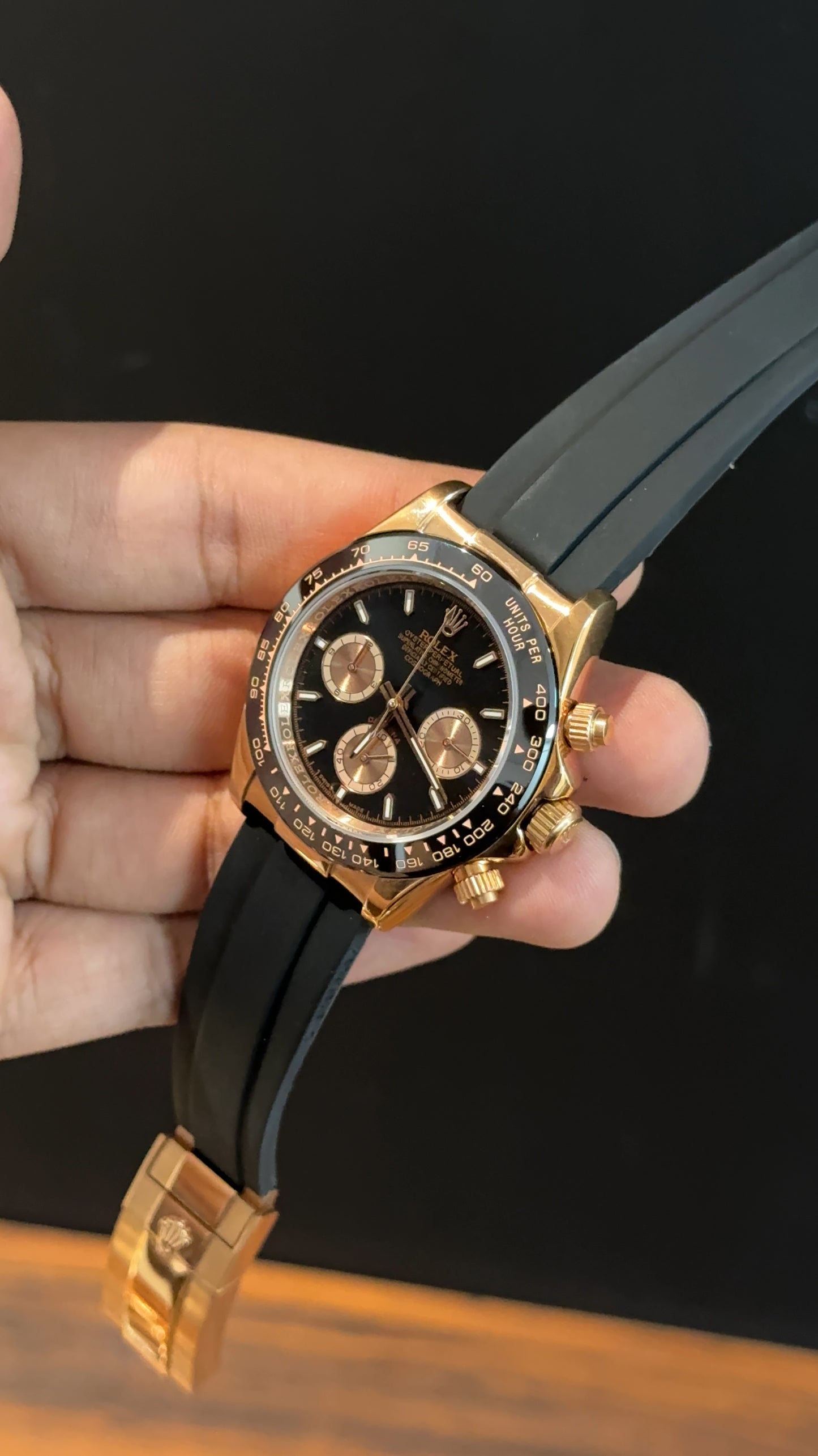 Daytona | Rose | Pvc Strap | Rose Chrono | Black Dial