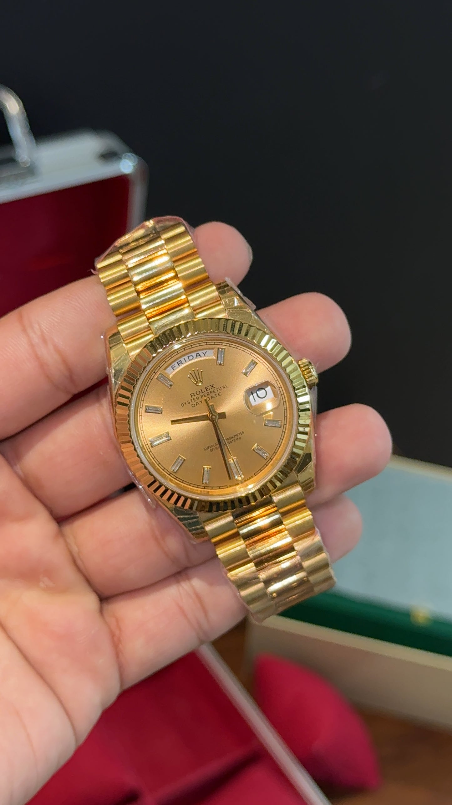 Premium Daydate | Gold Chain | Gold Dial