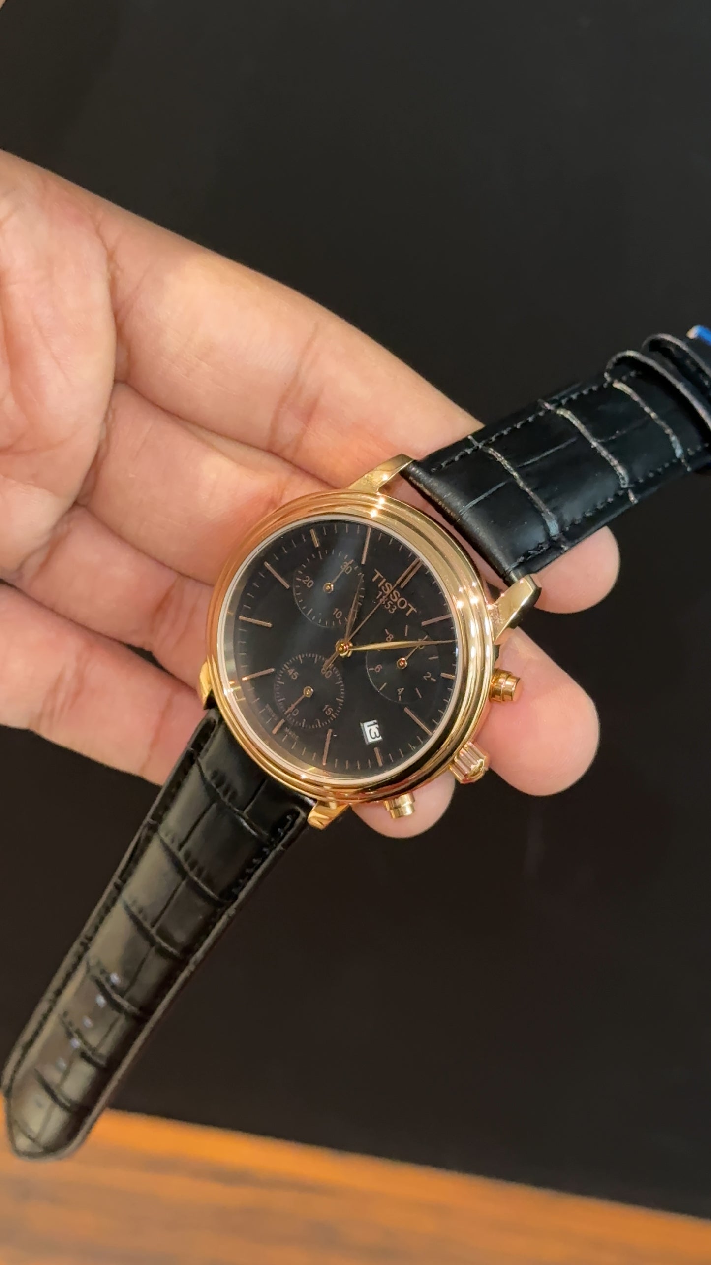 Tissot Rose | Chrono | Black Leather Strap | Black Dial