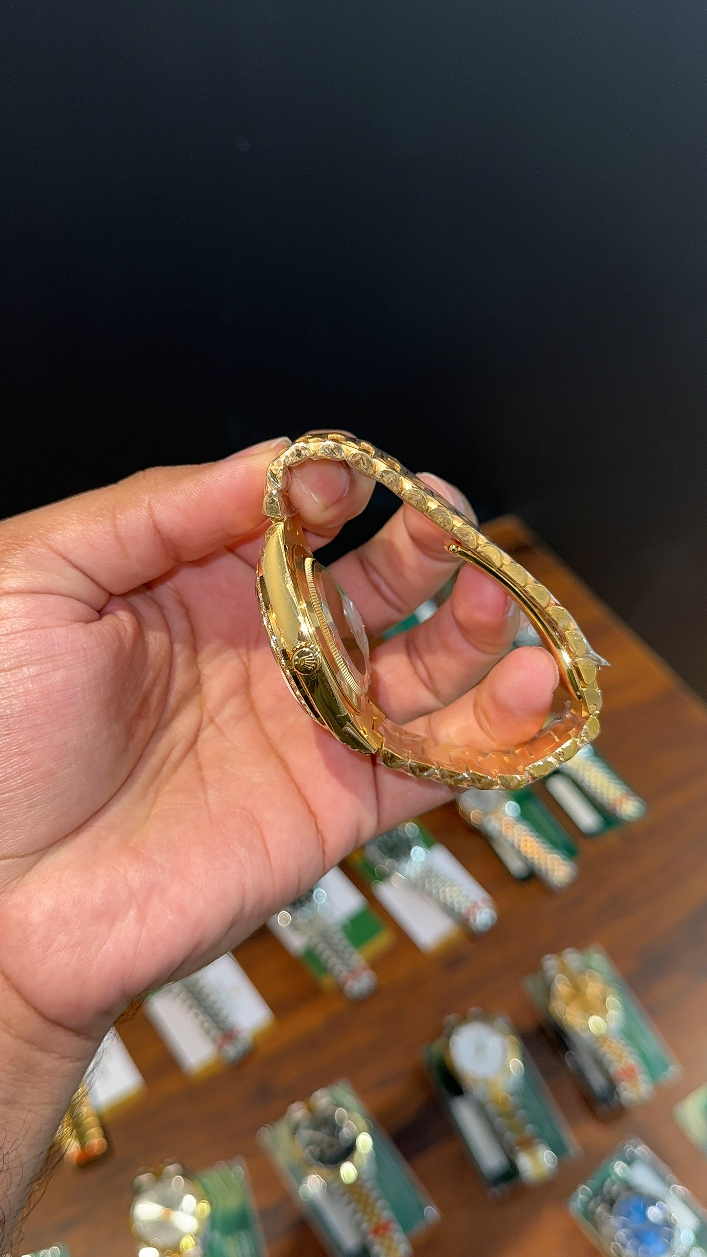 Premium Daydate | 40mm | Diamond Bezel | Gold Chain | Green Dial