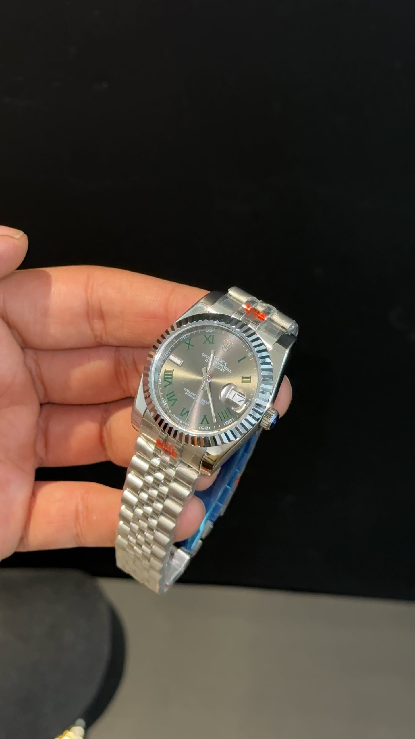 DateJust | 36mm | Silver Chain | Green Roman Grey Dial