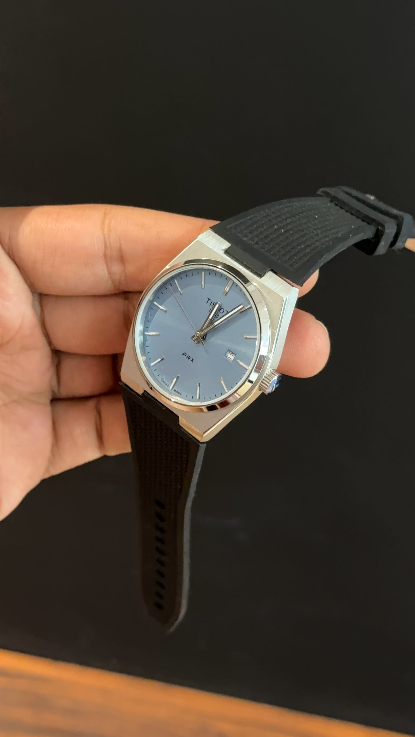 Tissot Prx | Silver Case | Black Silcone Strap | Sky Blue Dial