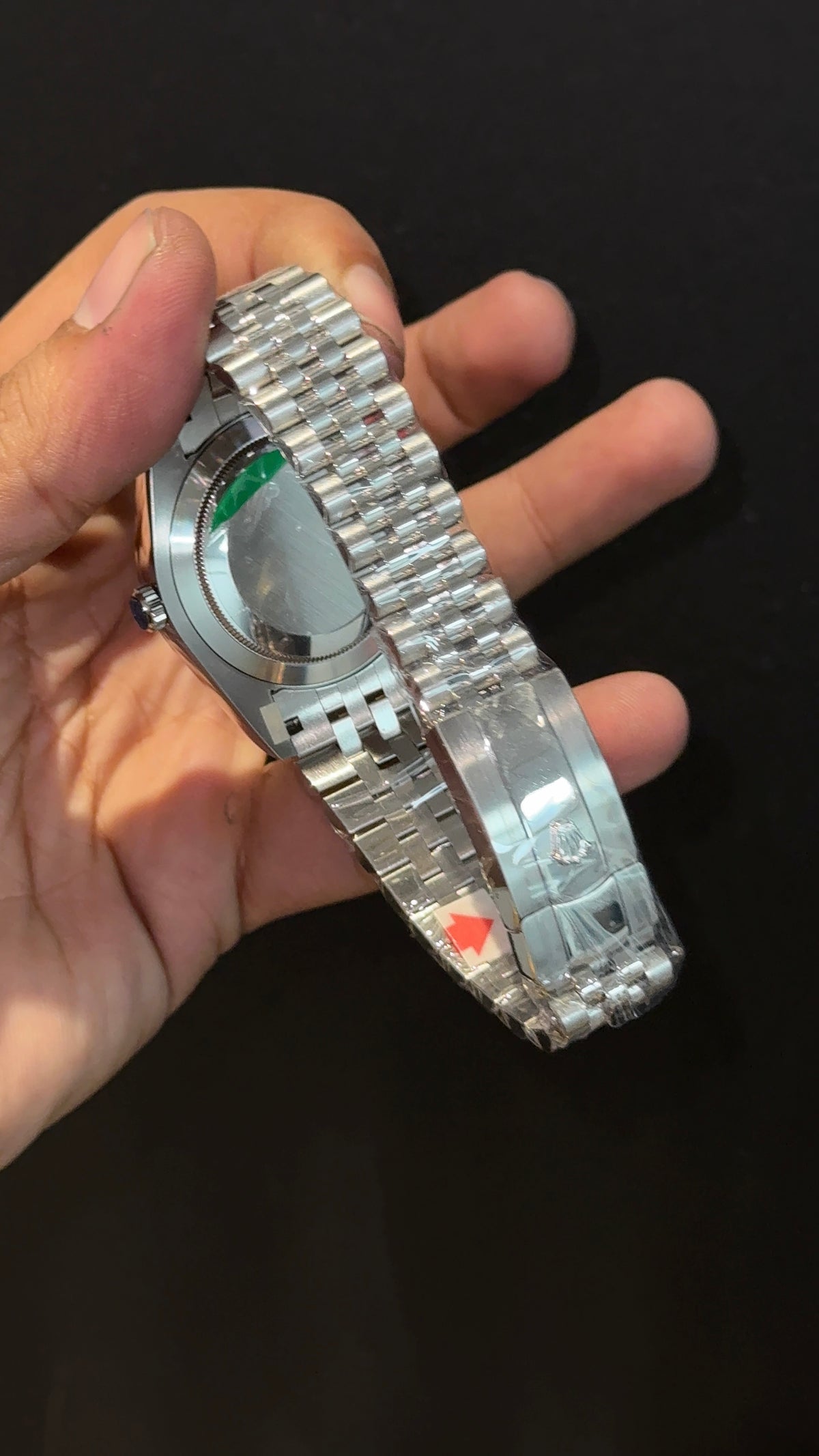 Premium Datejust | Silver Chain | Gradient Green Dial