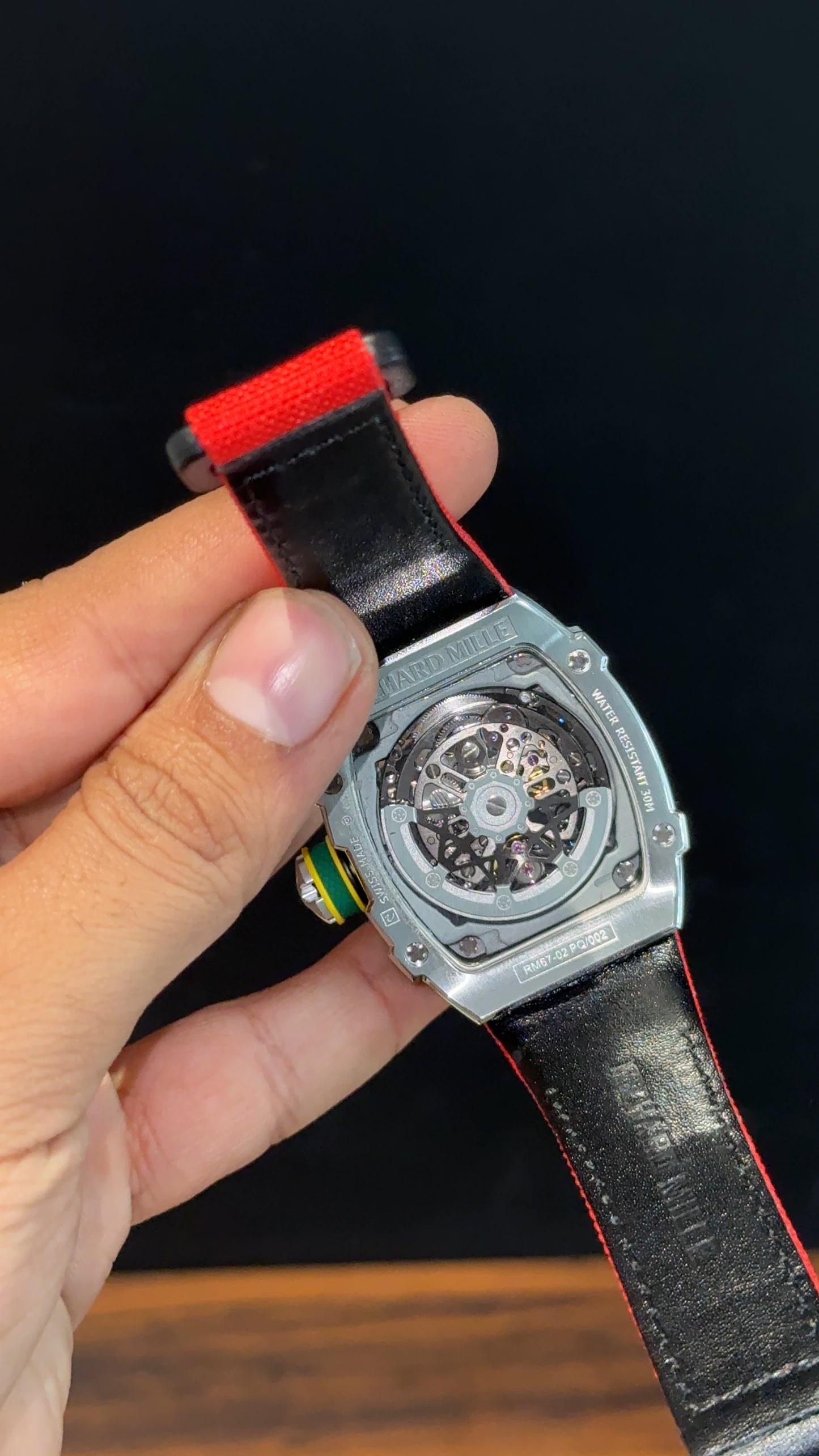 Premium Richard Mille | Silver | RM 67-02 Edition | Red Strap | Skeleton | Black Dial