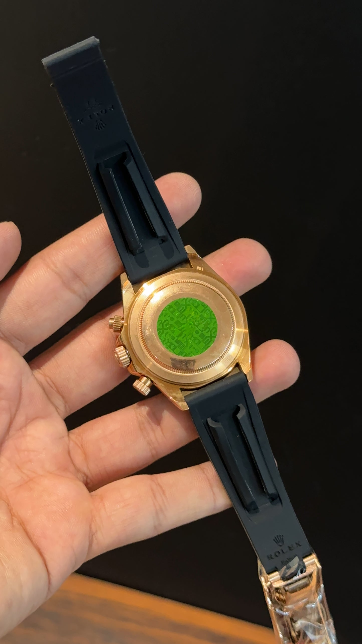 Daytona | Rose | Pvc Strap | Chr | Gold Diamond Black Dial