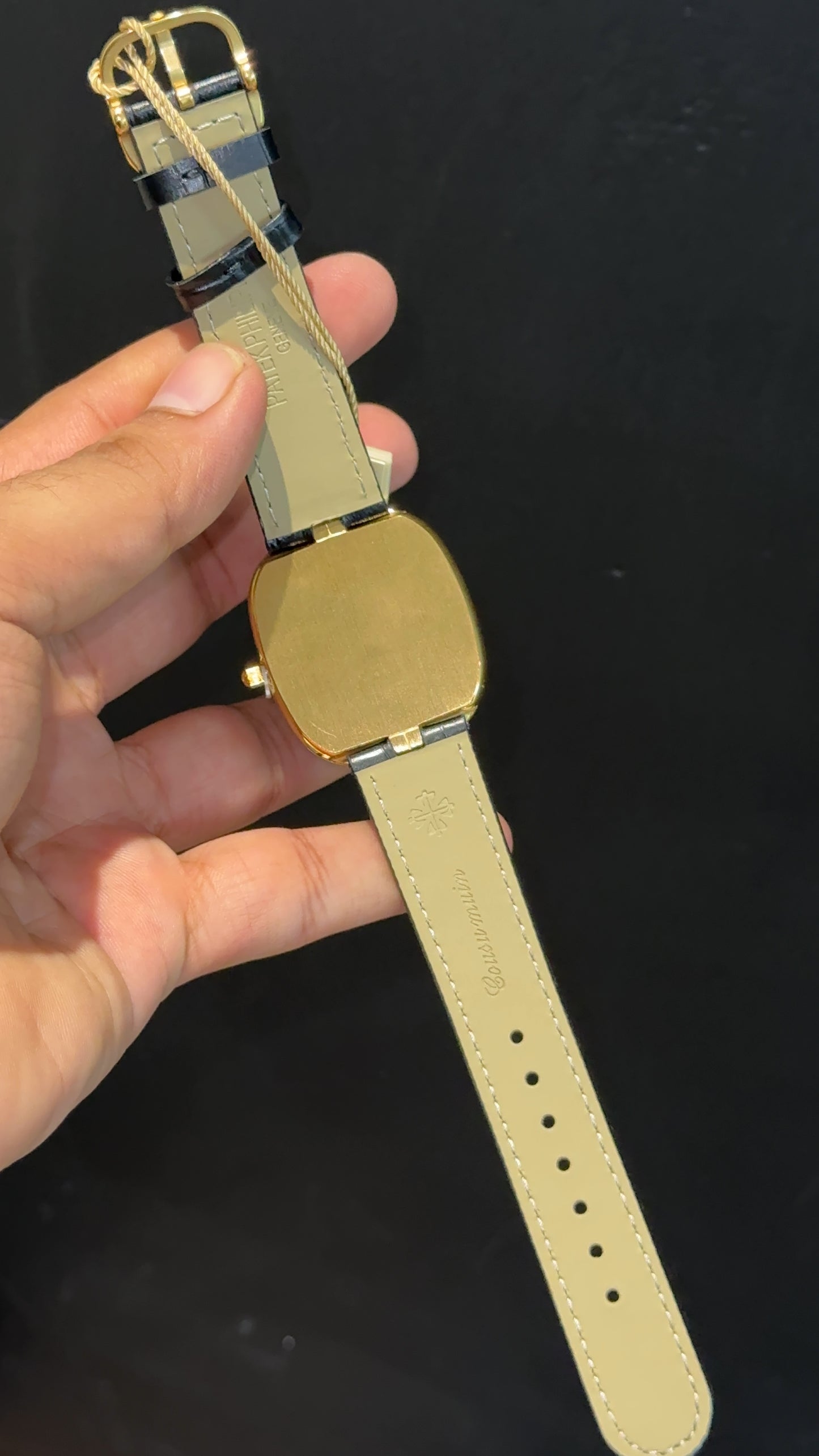Pp Ellipse | Gold Case | Black Leather Strap | Black Ebony Dial