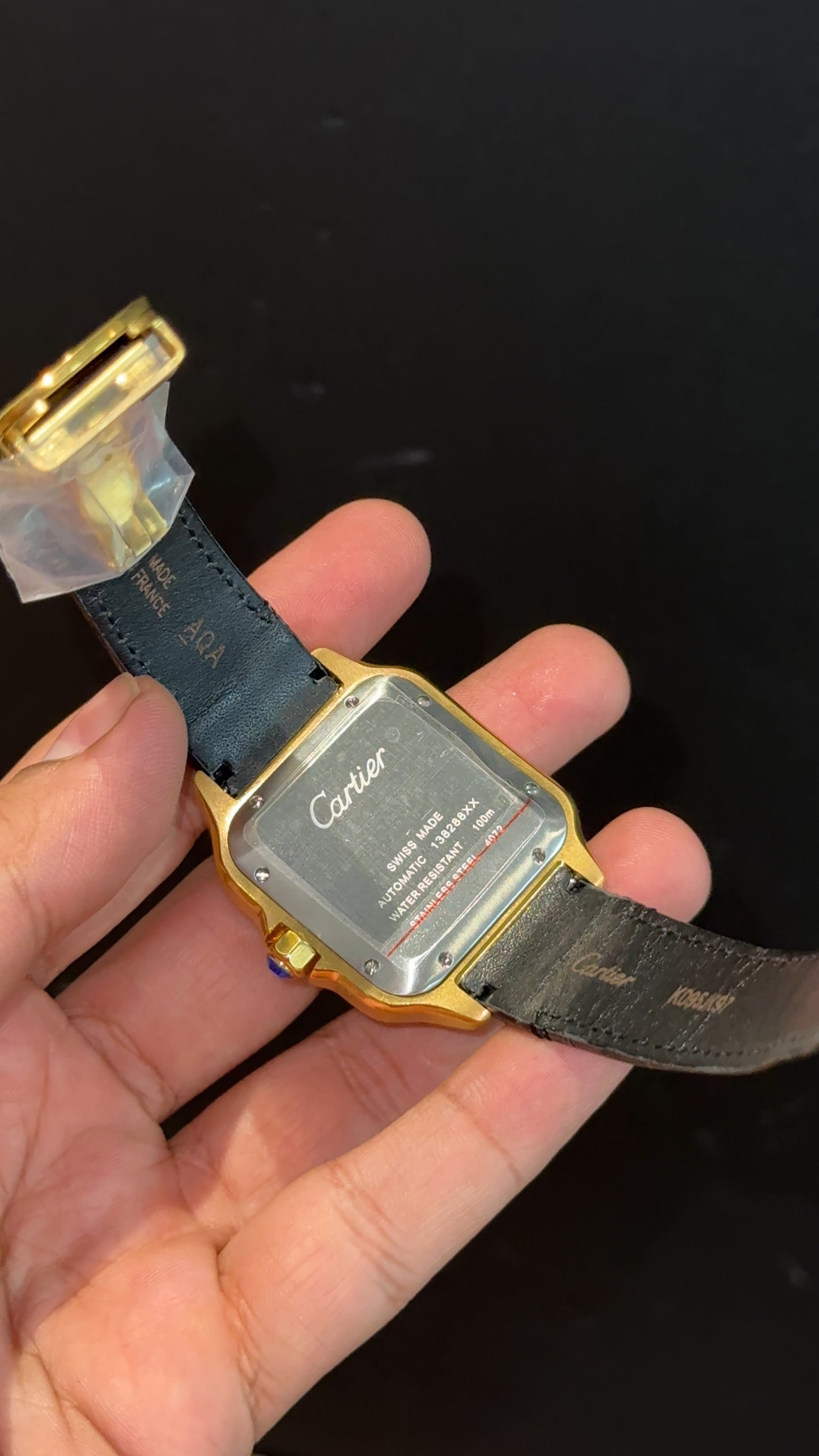 Cartier | Gold Case | Black Leather Strap | White Dial