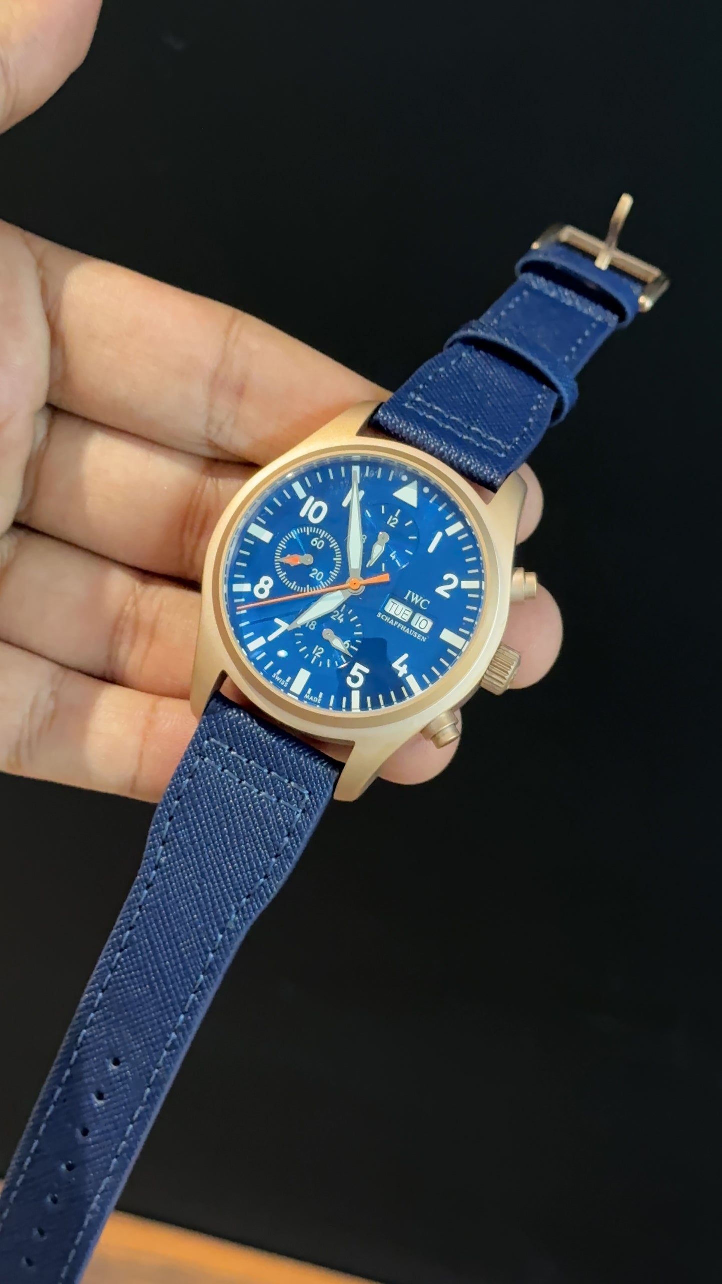 IWC | Blue Fabric Strap | Rose Case | Chrono | Blue Dial