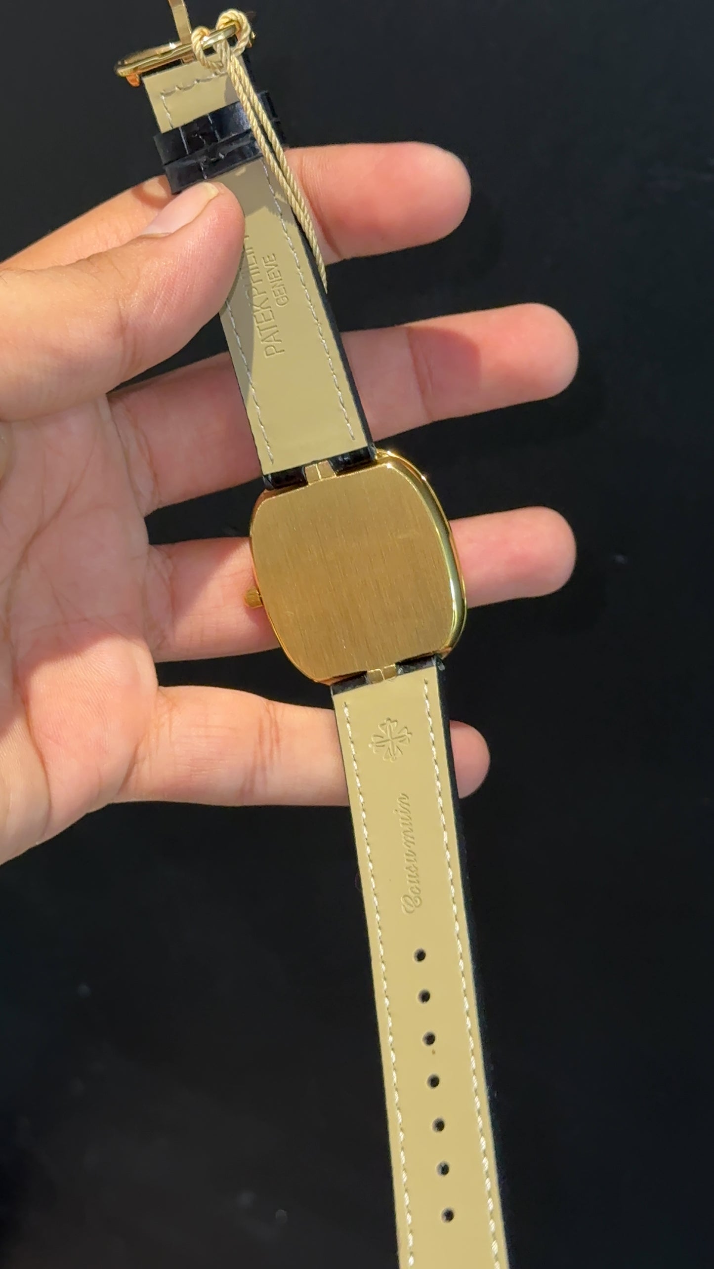 Pp Ellipse | Gold Case | Black Leather Strap | White Ebony Dial