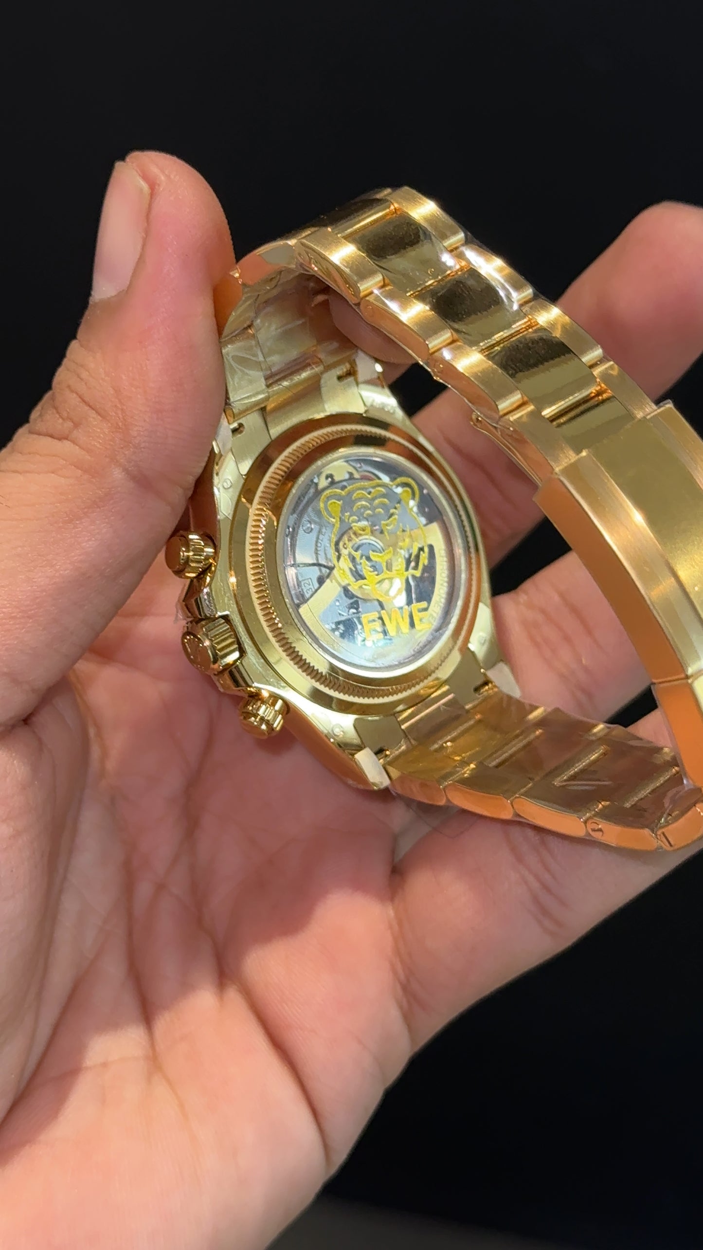 Premium Daytona Panda Le Mans | Gold Chain | Chrono | Black Dial