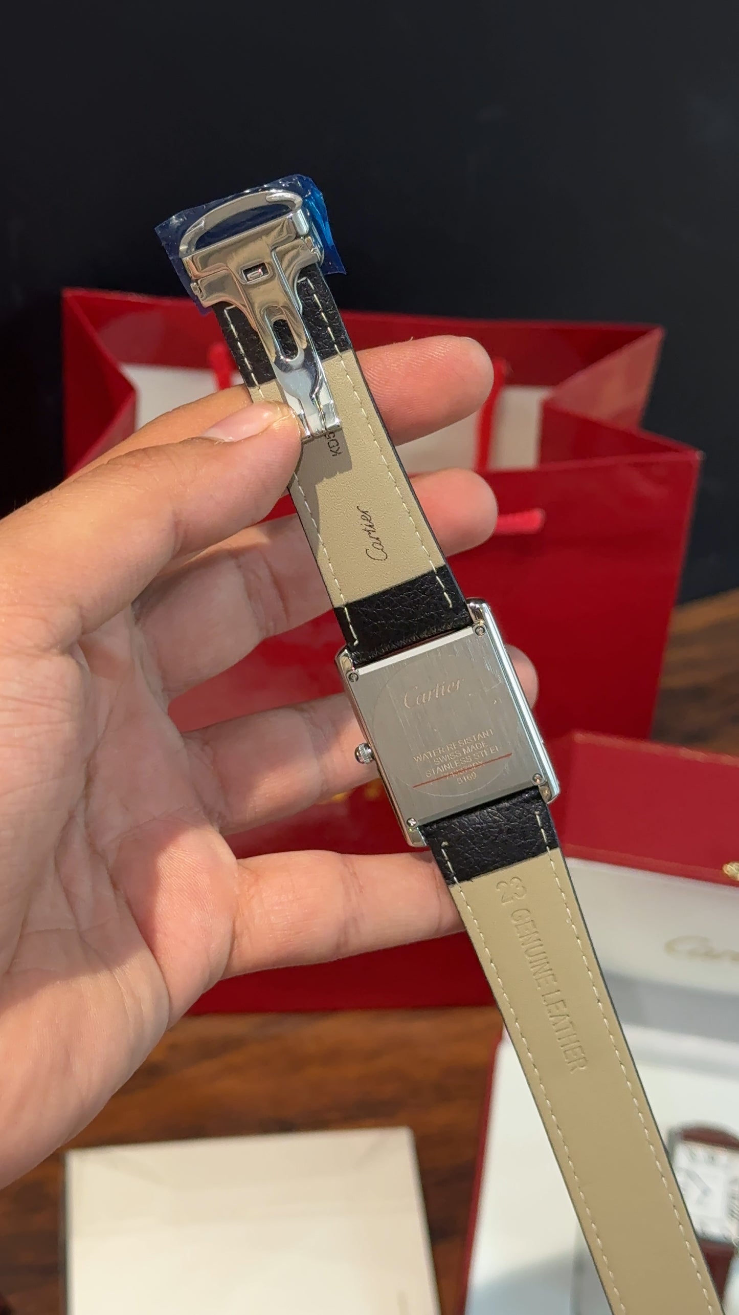 Cartier tank | Silver Case | Black Strap | White Dial