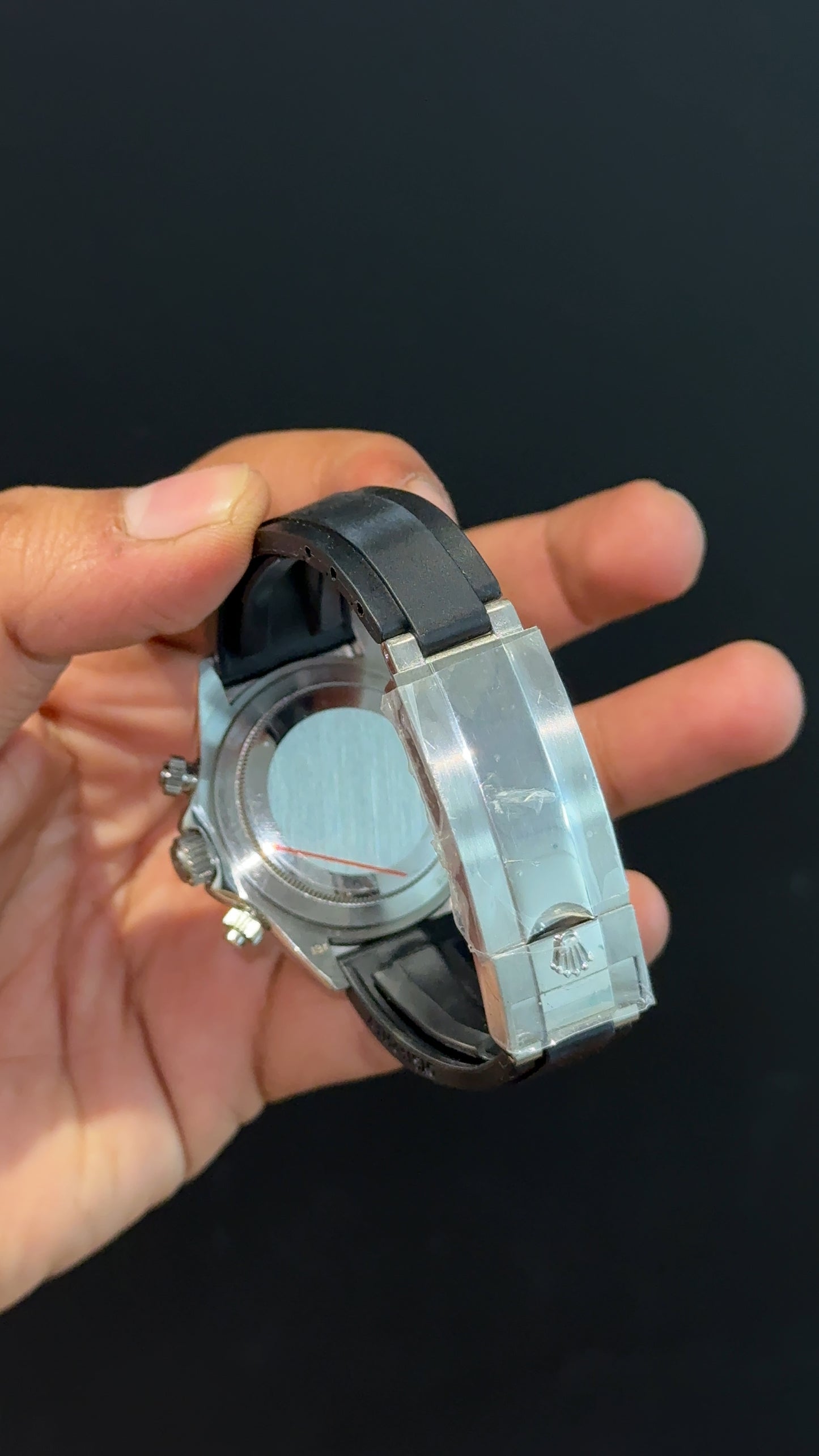 Daytona | Silver | Pvc Strap | Black Chrono | Grey Dial