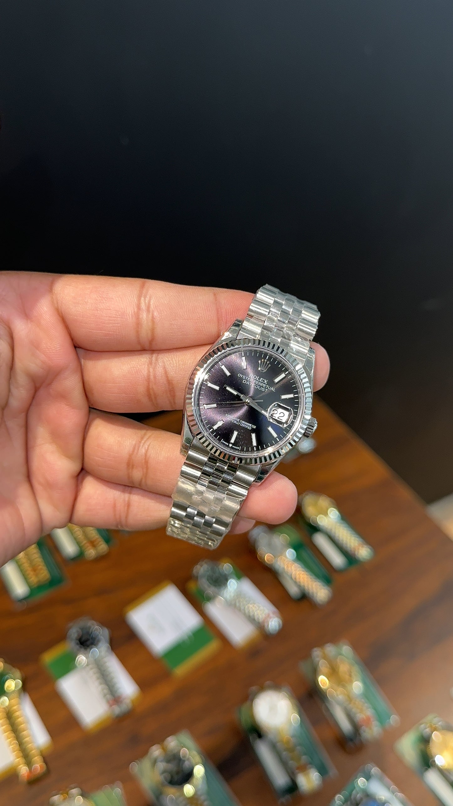 Premium Datejust | 36mm | Silver Chain | Black Dial
