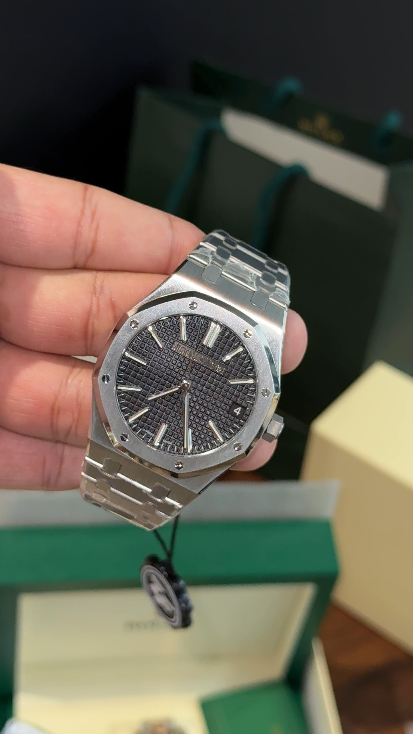 Premium AP | Auto | Silver Chain | Black Dial