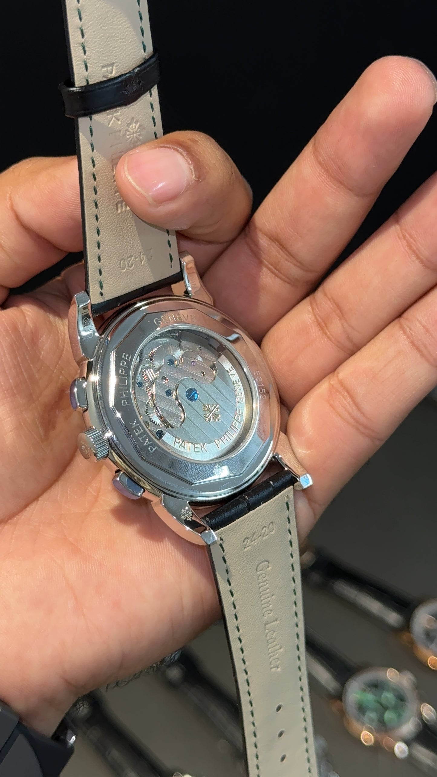 Patek Century | Auto | Olive Green Index Dial | Black leather strap