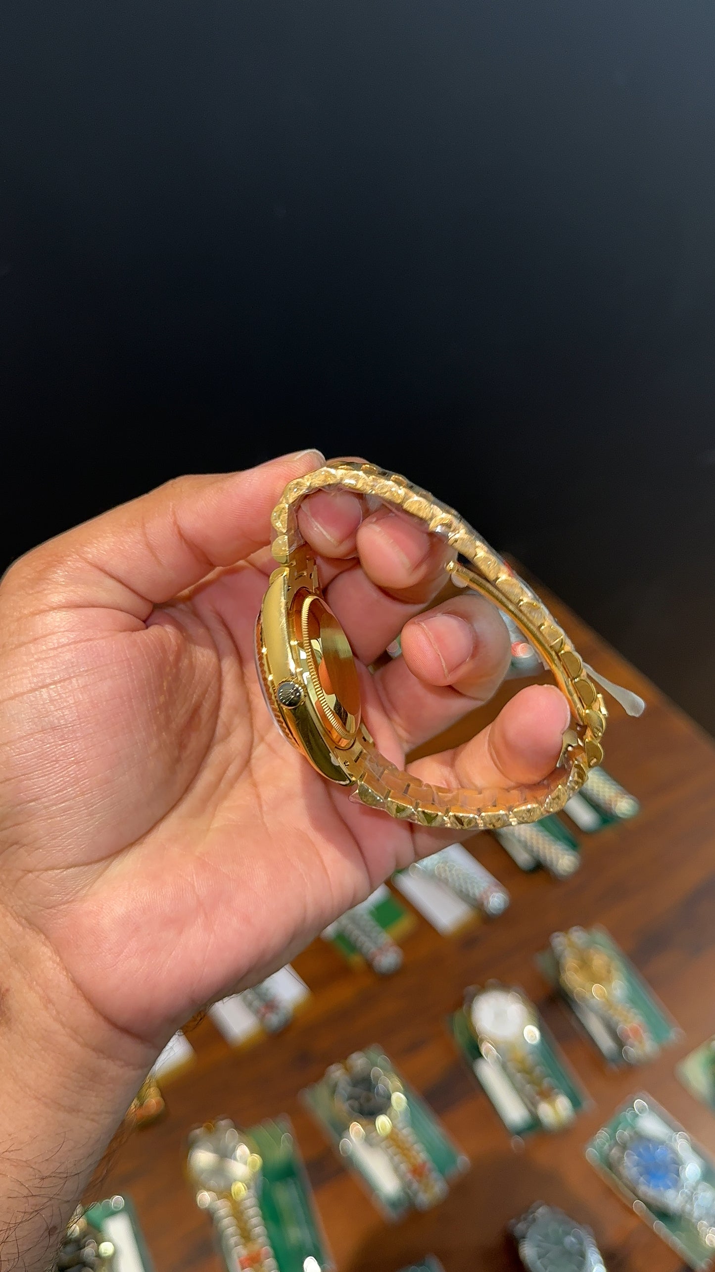 Premium Daydate | 36mm | Gold Chain | Platinum Green Diamond Roman Dial