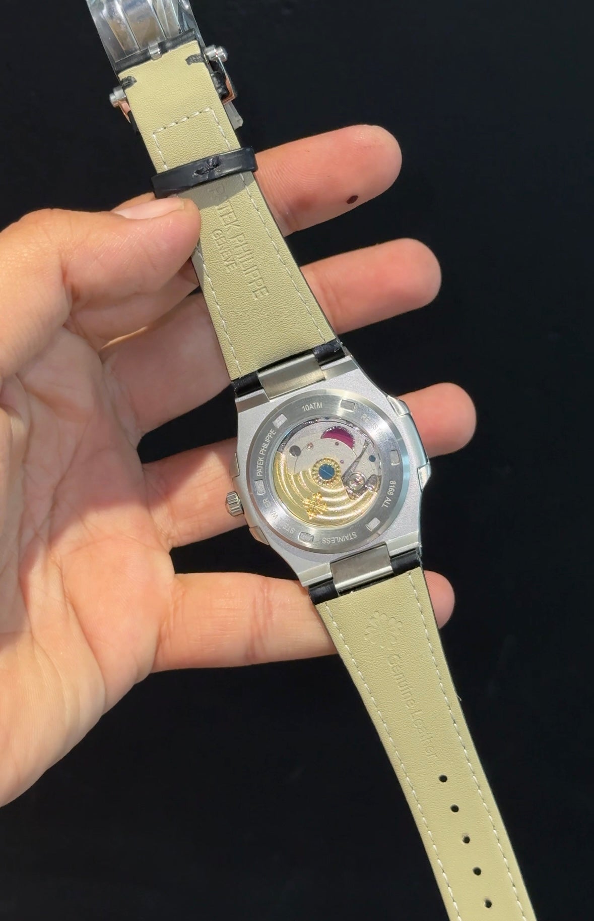 Pp Auto | Black Leather Strap | Silver Case | Grey Dial