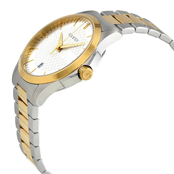 Gucci Men’s Swiss Made Quartz Stainless Steel Silver Dial 38mm Watch YA126474