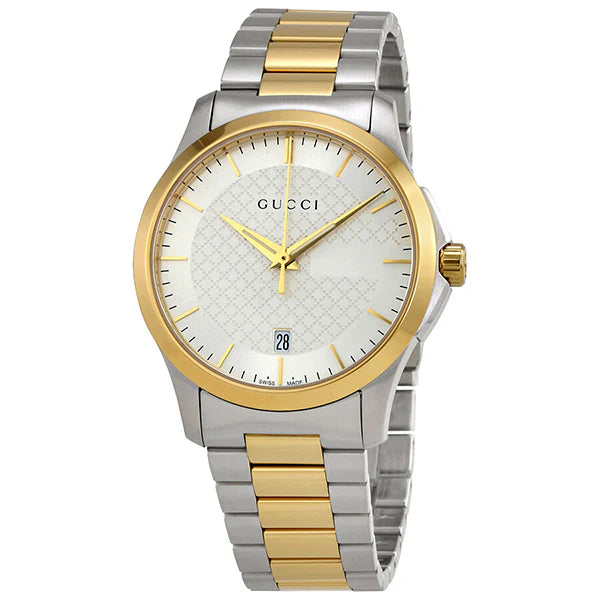 Gucci Men’s Swiss Made Quartz Stainless Steel Silver Dial 38mm Watch YA126474