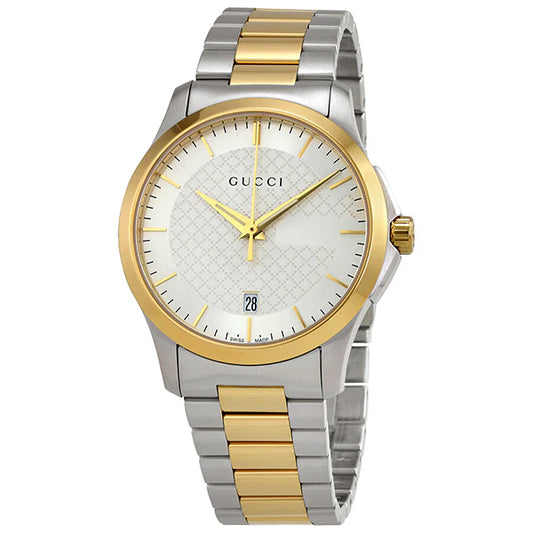 Gucci Men’s Swiss Made Quartz Stainless Steel Silver Dial 38mm Watch YA126474