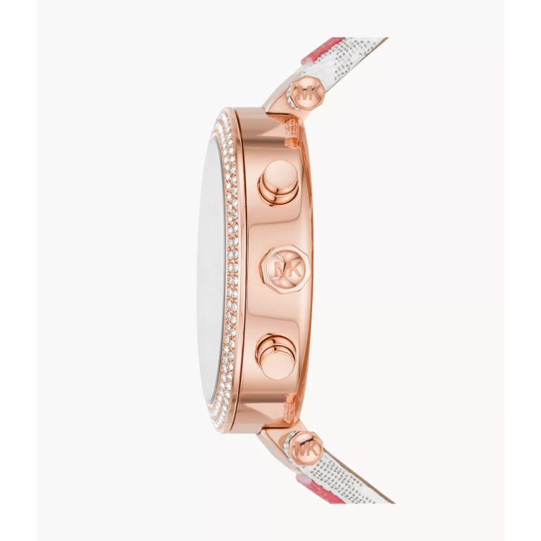 Michael Kors Women’s | Chronograph Pink & White PVC Strap White Dial 39mm MK6951