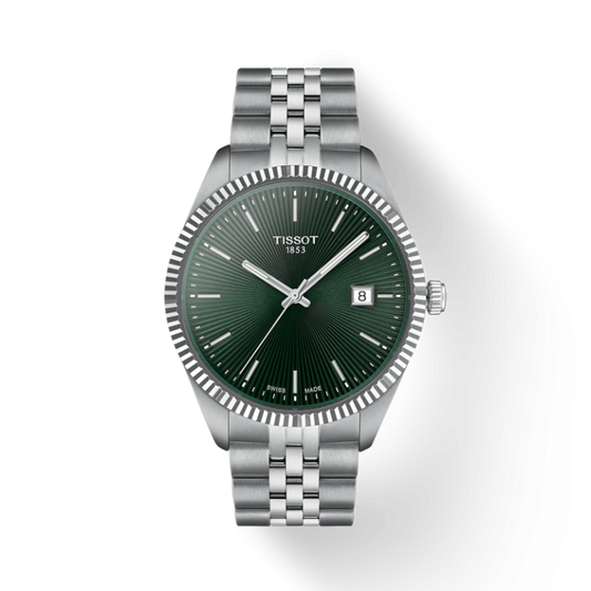 TISSOT Men’s Quartz Swiss Made Silver Stainless Steel Green Dial 40mm Watch T156.410.11.091.00