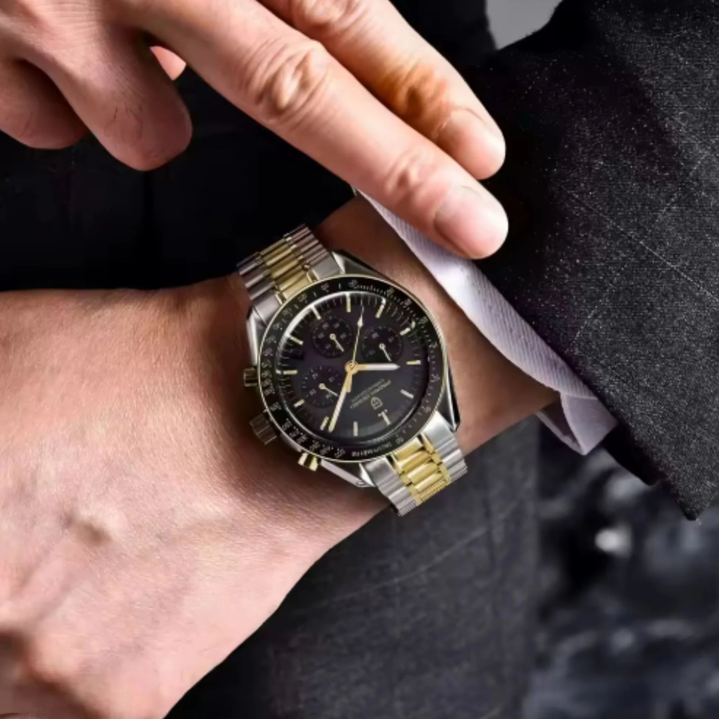 Pagani Design PD-1701 | Speedmaster Chain | Two tone Gold Digit