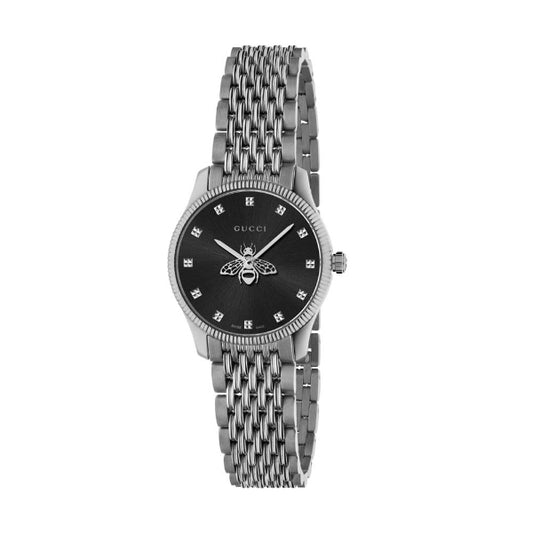 Gucci Women’s |  Silver Stainless Steel Black Dial 29mm YA1265020