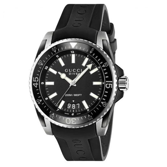 Gucci Men’s | Quartz Black Silicone Strap Black Dial 45mm YA136204