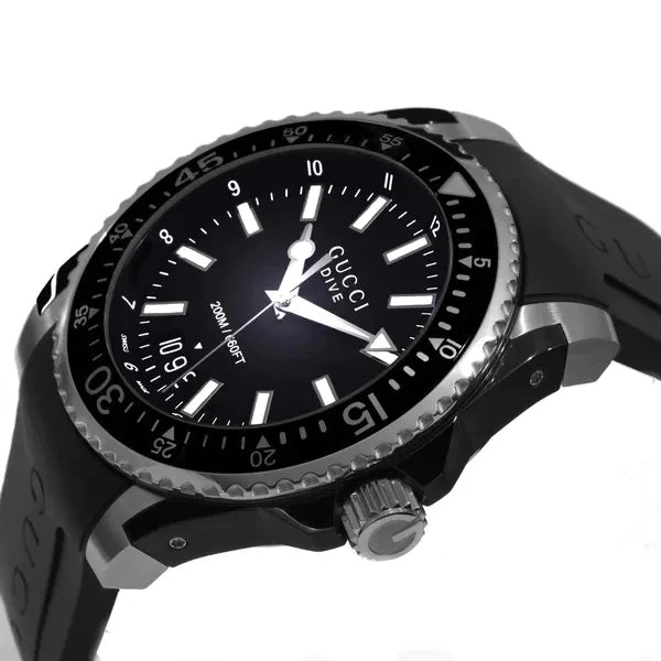 Gucci Men’s | Quartz Black Silicone Strap Black Dial 45mm YA136204