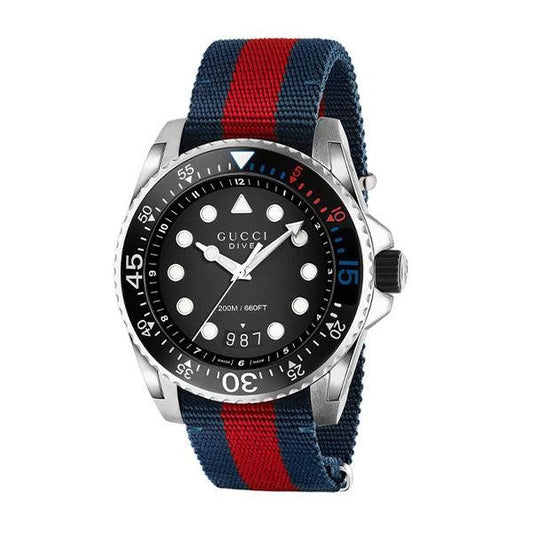 Gucci Men’s | Quartz Nylon Strap Black Dial 45mm Watch YA136210