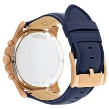 Fossil Men’s Quartz Chronograph Blue Leather Strap Blue Dial 44mm FS4835
