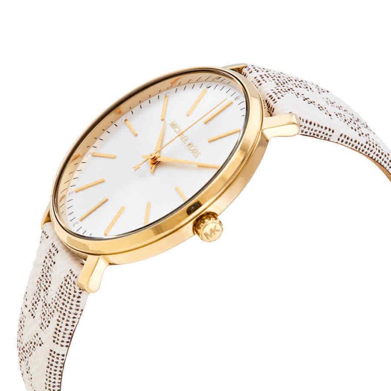 Michael Kors Women’s Quartz White Leather Strap White Dial 38mm Watch MK-2858