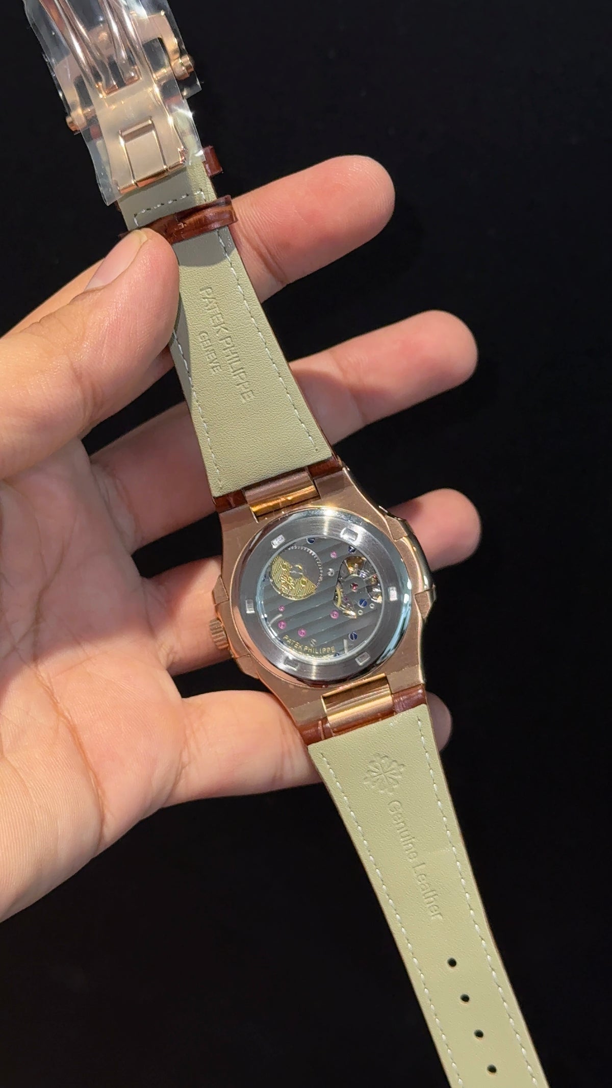Pp Auto | Rose Case | Brown Strap | Moonphase | Sub White Dial