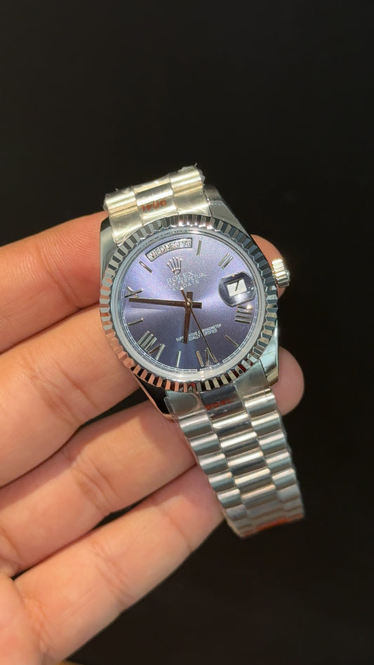 Daydate | 36mm | Silver Chain | Purplish Dial - twentyfour