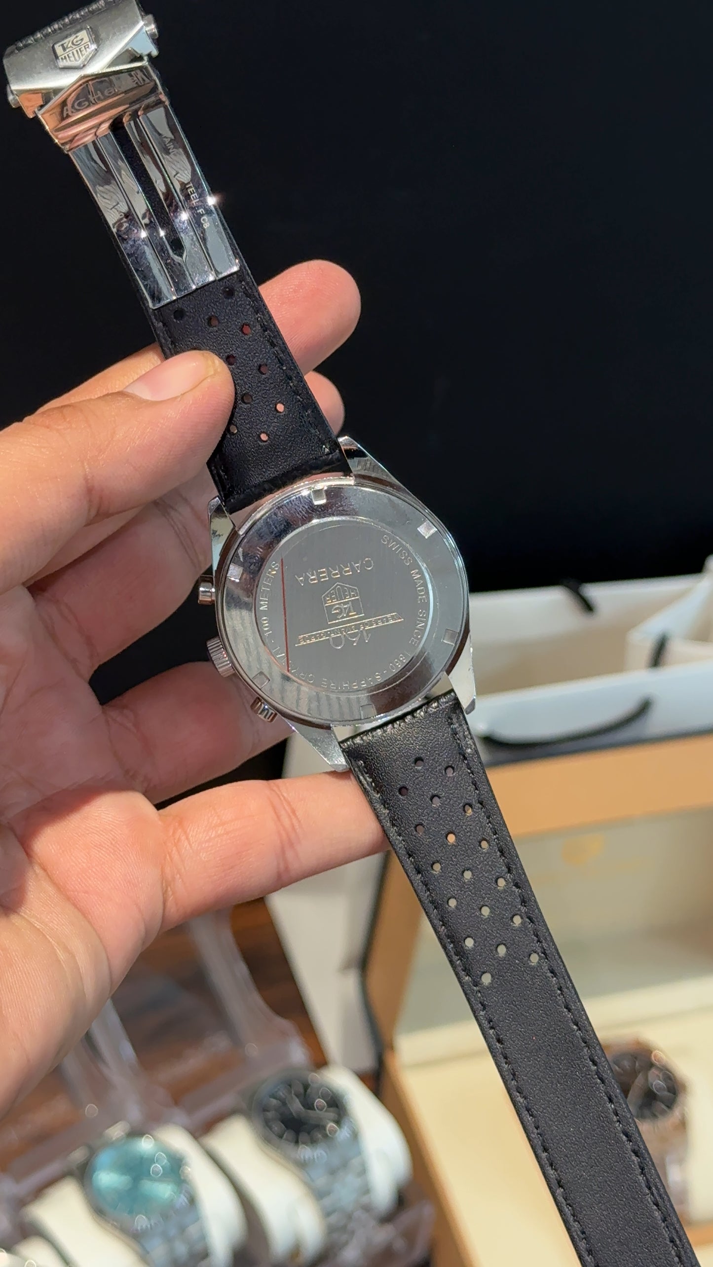 Tag Carrera | Back Leather Strap | Chrono | White Dial Panda