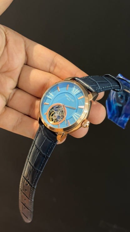 PP Auto | Rose | Pendulum | Blue Leather Strap | Tiffany Index Dial