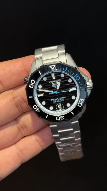 Tag Aquaracer | Silver Chain | Black Bezel | Blue Needles | Black Dial