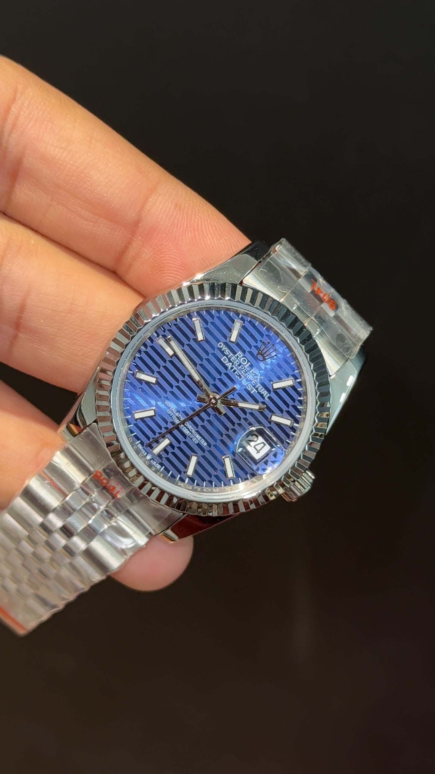 Datejusy | 36mm | Silver Chain | Blue Scetch Dial