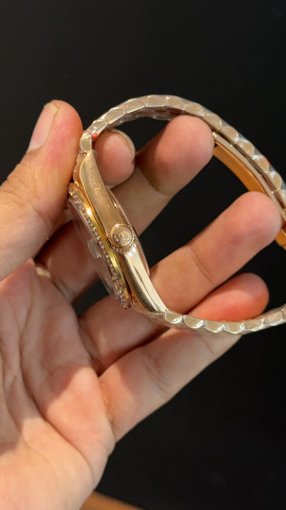 Daydate | Diamond Bezel | Rose Chain | Diamond Digit | Gradient Green Dial