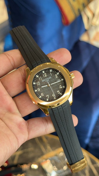 Aquanaut Gold | Grey Dial | Black Strap Auto