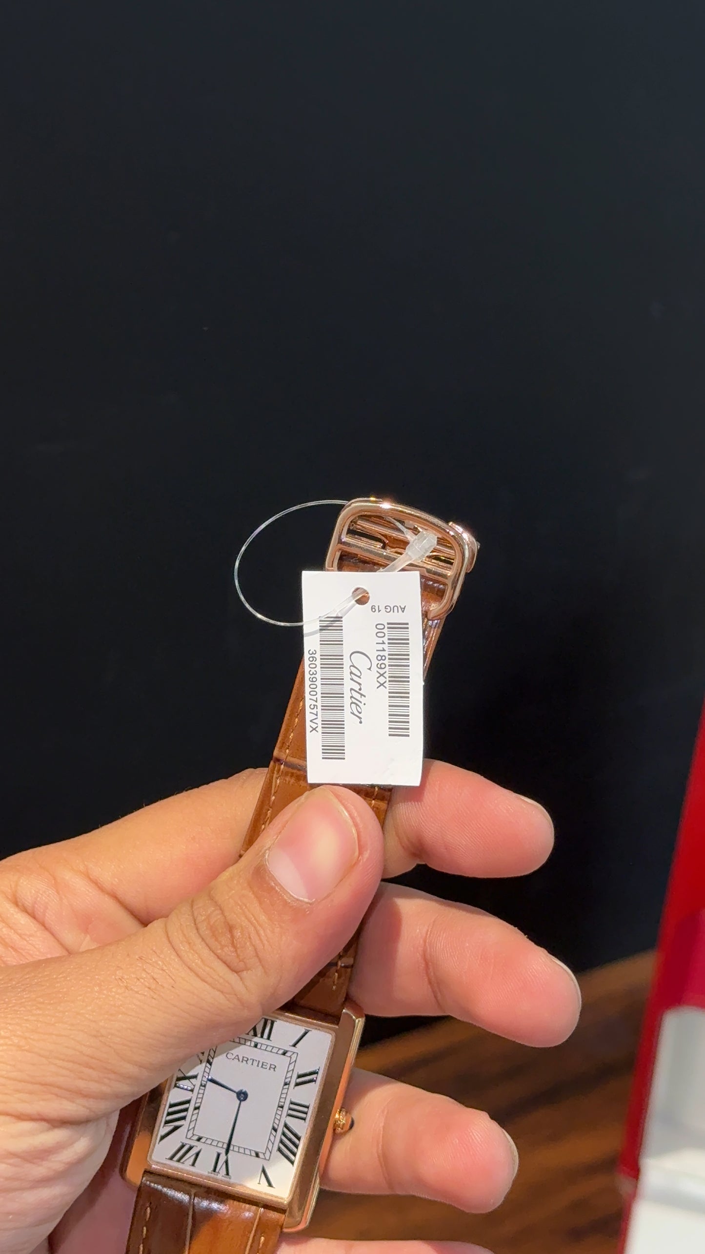 Cartier Tank | Rose | Camel Brown Leather Strap | White Dial