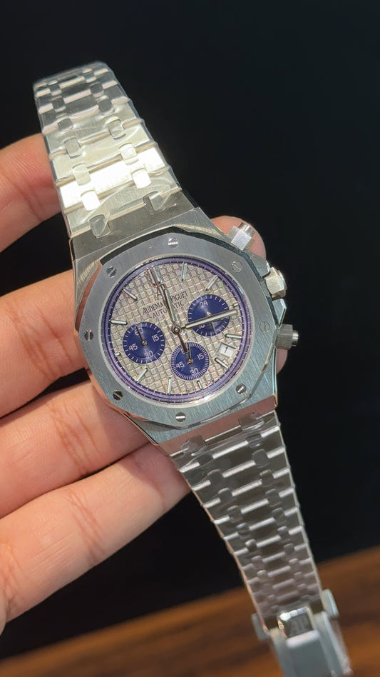 AP | Purple Chrono | Silver Chain |  Greyish Box Dial