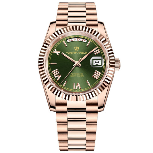 Twenty Four TF-2475 Day Date | Rose Chain | Green Dial