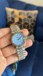 Datejust 27mm silver skyblue dial diamond digit jubilee chain