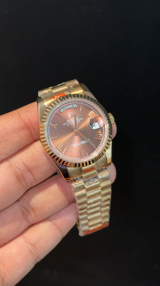 Daydate | 36mm | Rose Chain | Choco Brown Index Dial - twentyfour