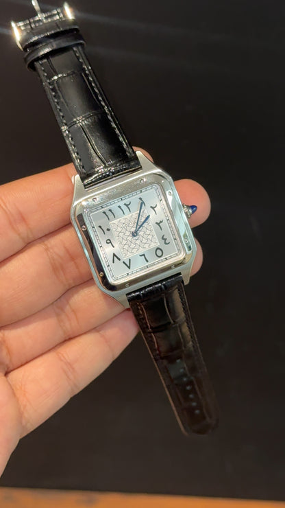 Cartier Dumont Lacquer | Silver Case | Black Leather Strap | White Arabic Dial - twentyfour