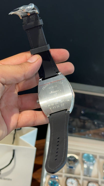 Premium Franck Muller | Curvex Skeleton | Silver Pearl Case | Black Leather Strap | Black Dial