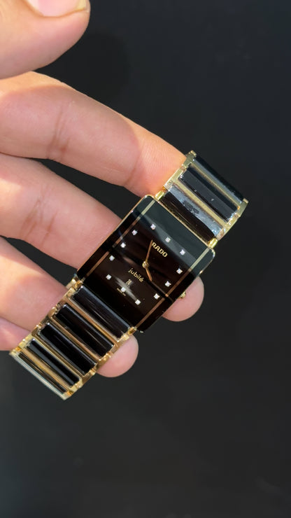 Rado Integral | Gold Black Two Tone | Diamond Digit | Black Dial